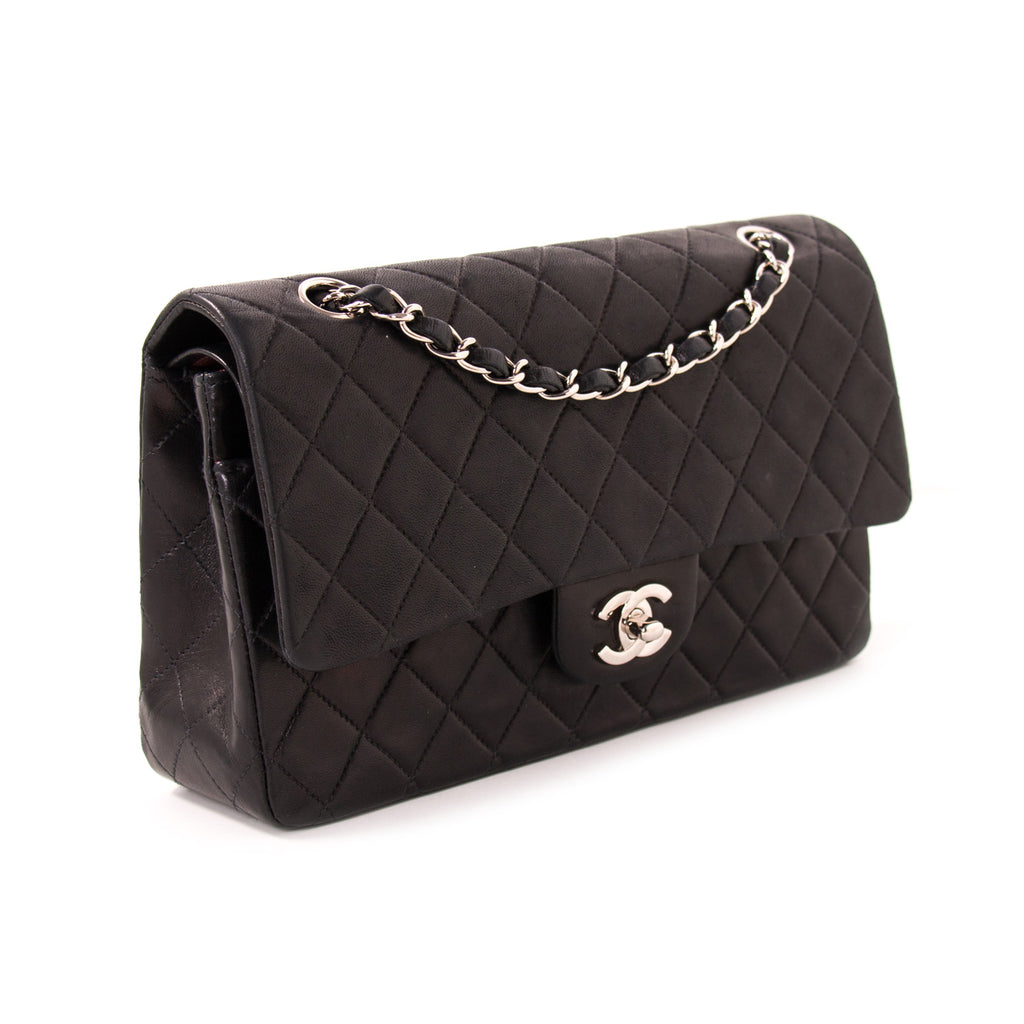 Chanel // Black & Silver Classic Double Flap Shoulder Bag – VSP Consignment