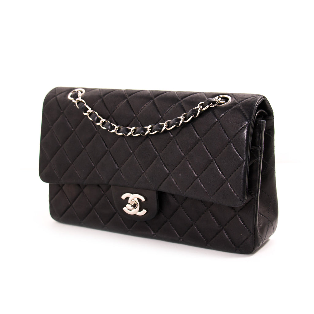 Vintage Chanel black 2.55 double flap shoulder bag. Paris limited edition.