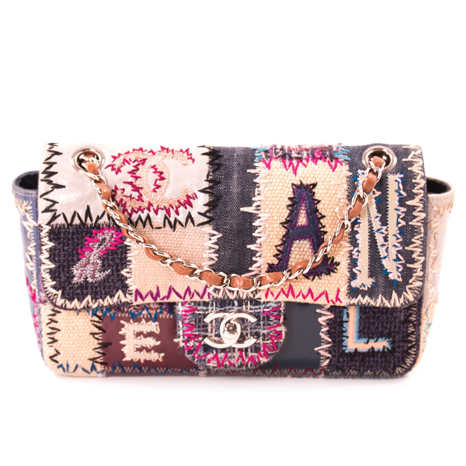 Shop authentic Chanel Classic Denim Patchwork Medium Flap Bag at revogue  for just USD 2,100.00