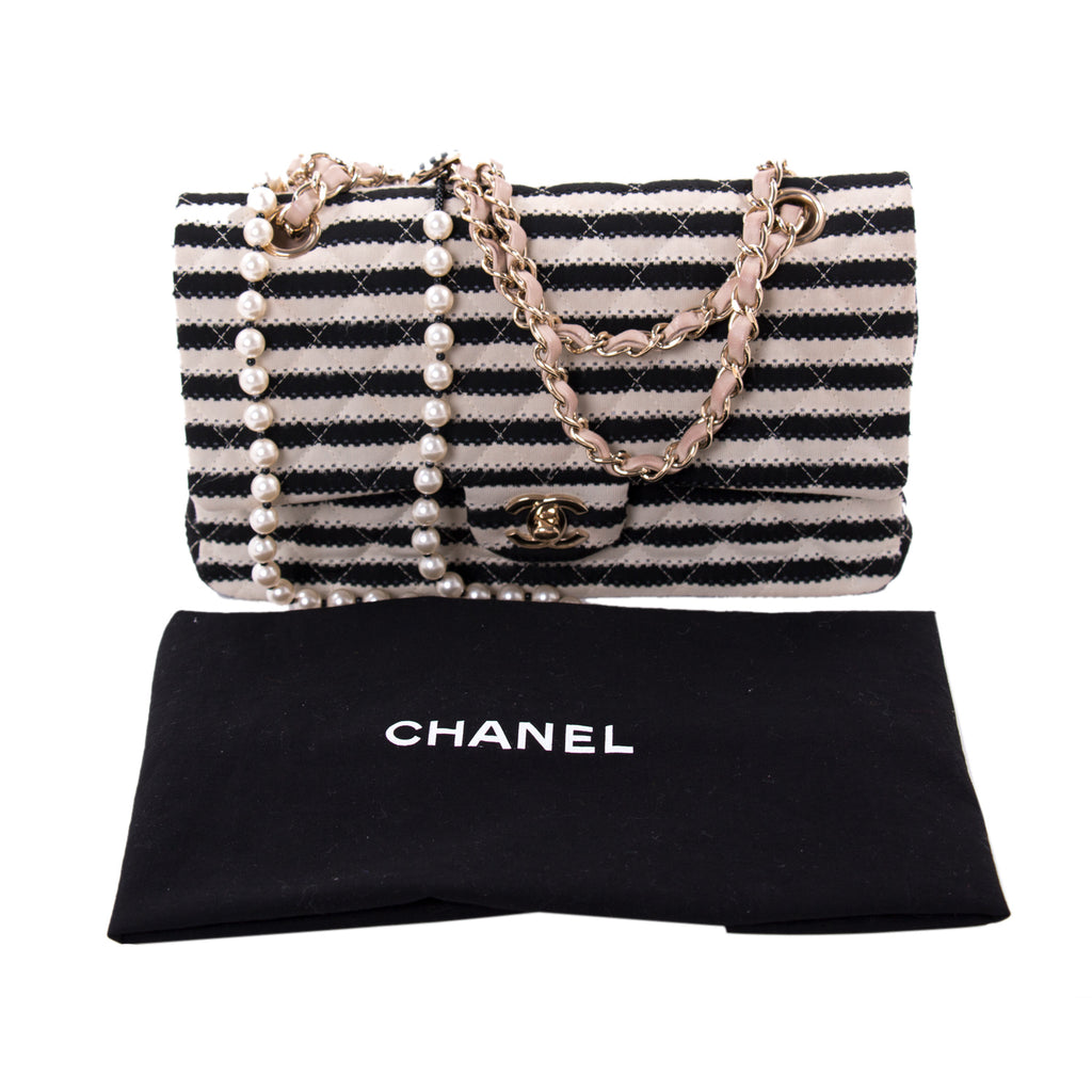 Chanel Tricolor Striped Jersey and Leather Jumbo Coco Sailor Flap Bag