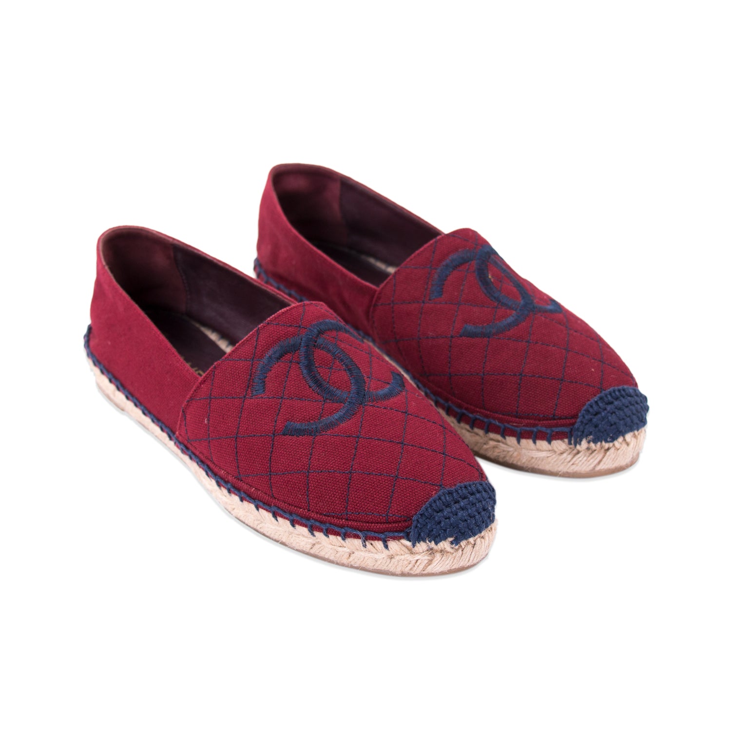 shop-authentic-chanel-cc-canvas-espadrilles-flat-at-revogue-for-just