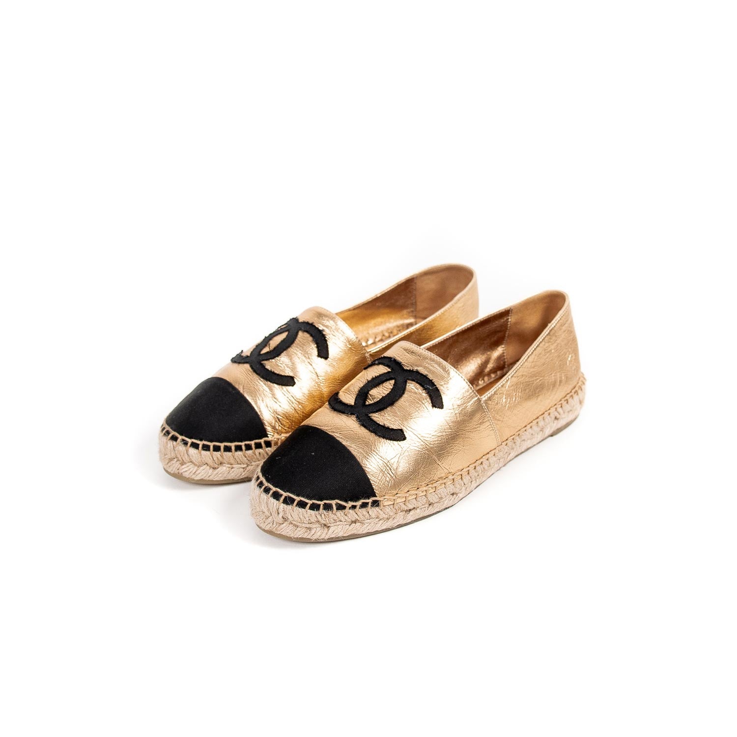 Chanel CC Leather Espadrilles Flat