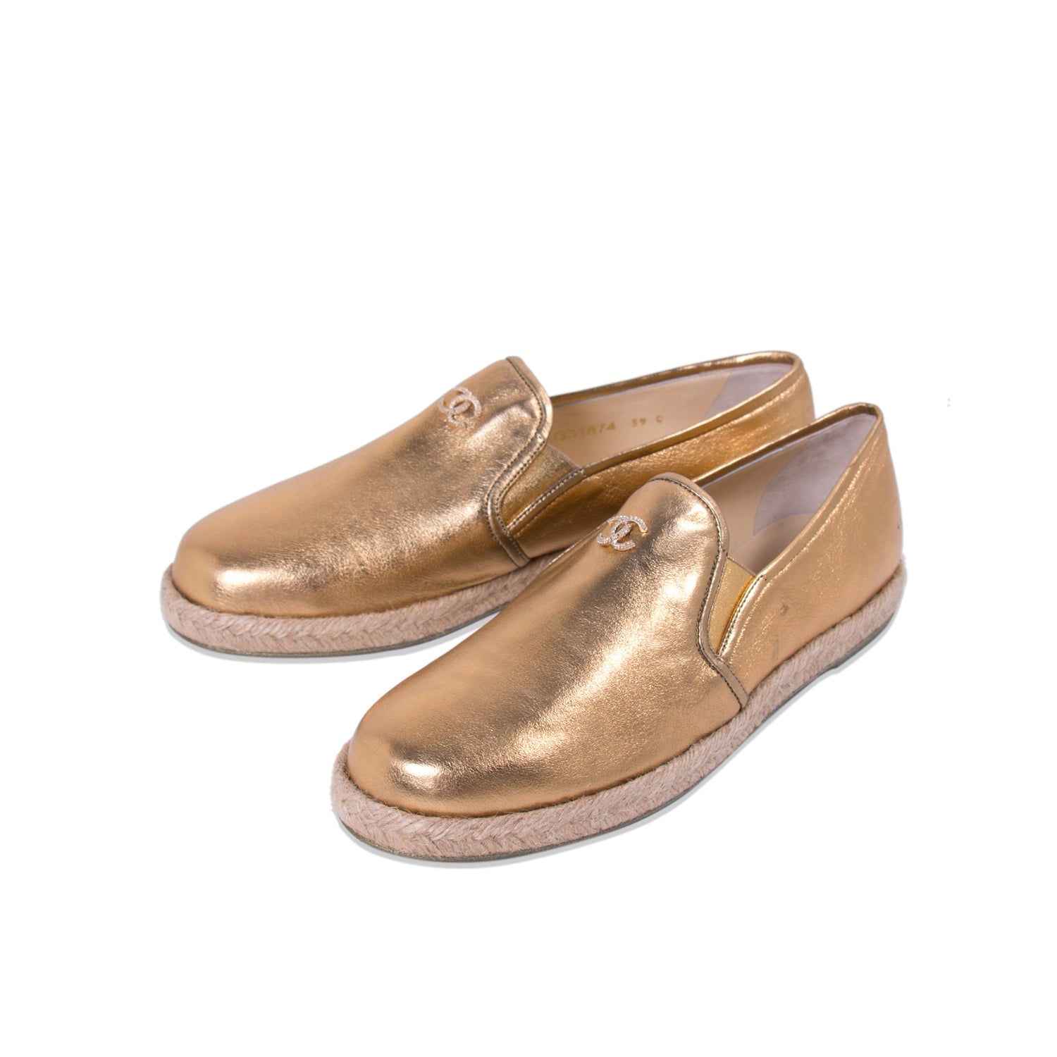 Laminated Lambskin Quilted Elastic CC Moccasin Loafers