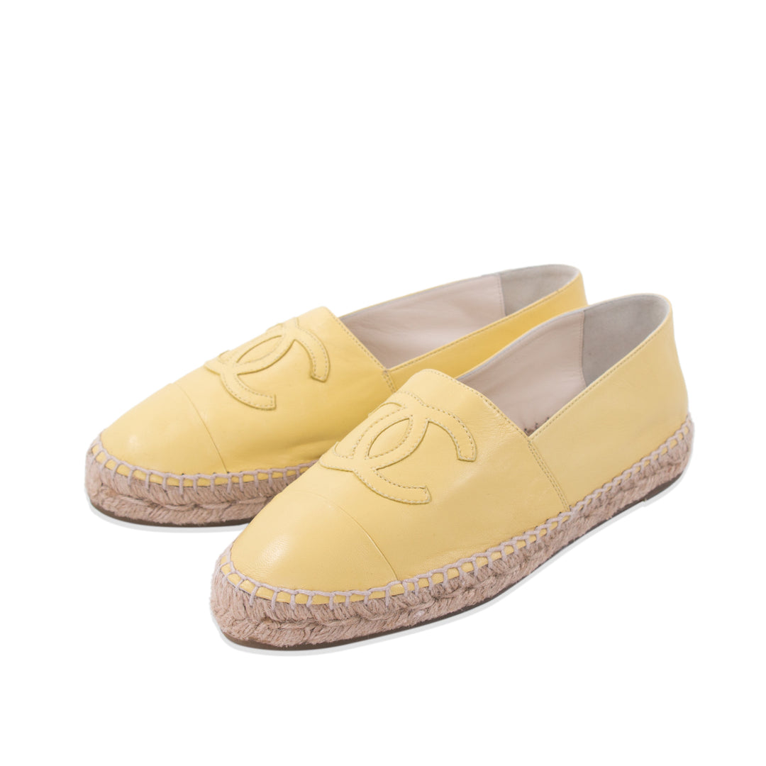 Chanel Yellow Lambskin Leather CC Espadrilles Shoes Chanel - Shop authentic new pre-owned designer brands online at Re-Vogue
