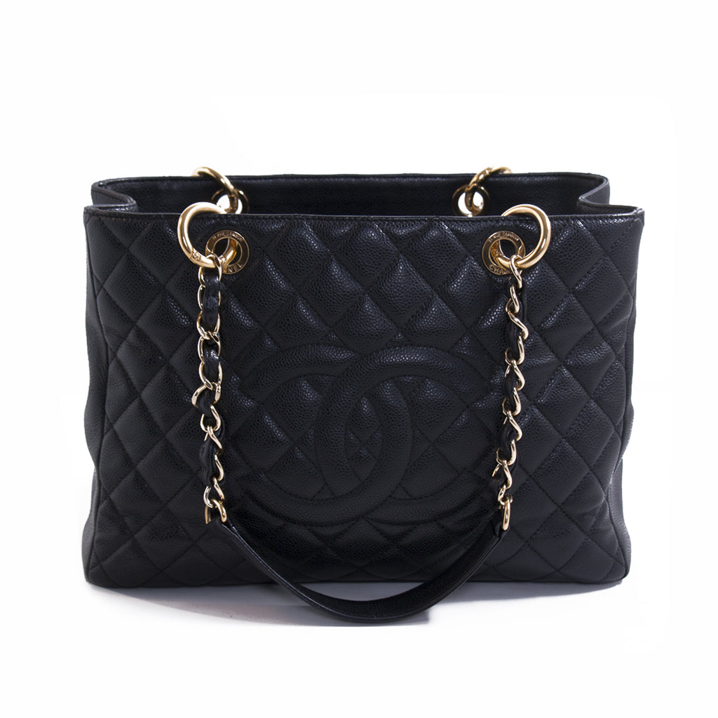 Chanel Black Caviar Leather Grand Shopping Tote