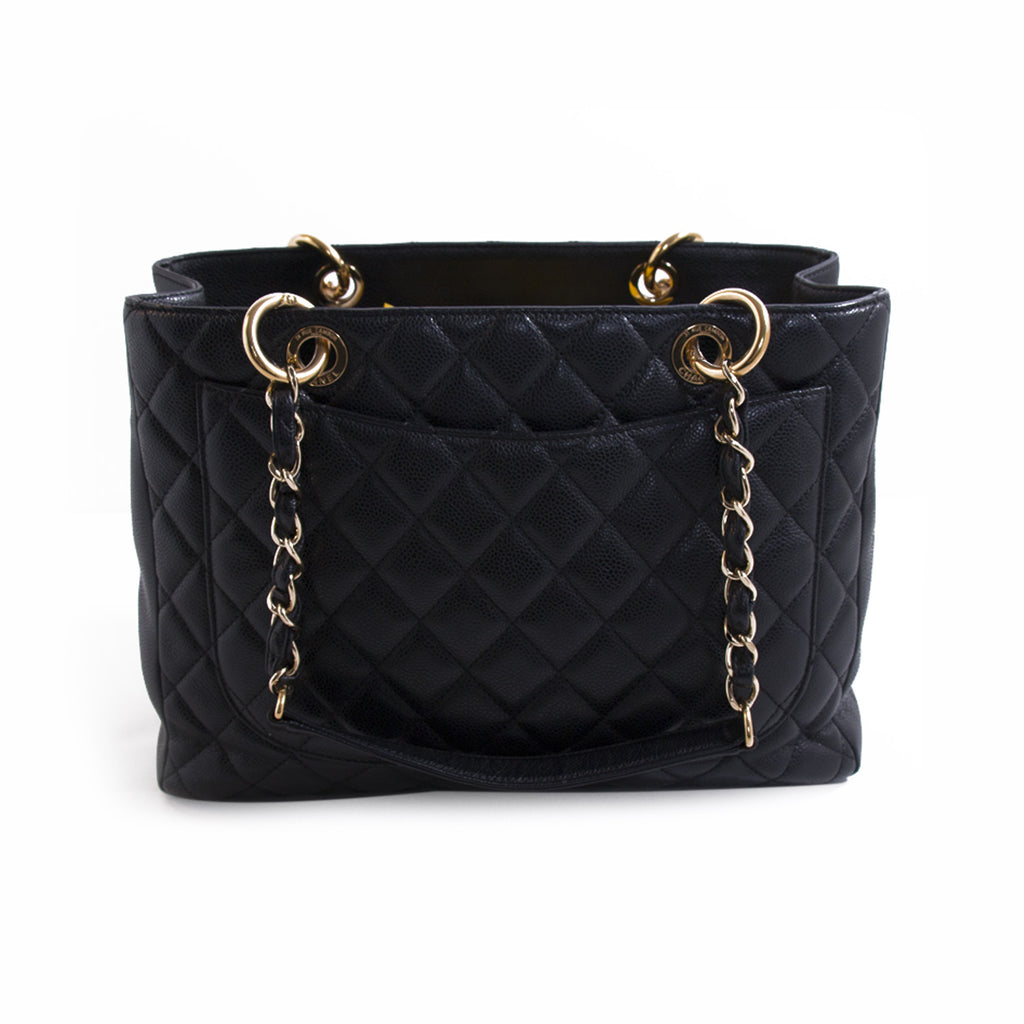 Chanel Black Caviar Leather Grand Shopping Tote