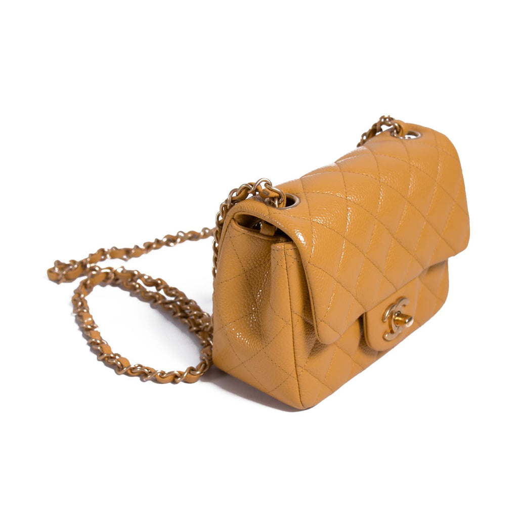 Chanel RIbbon Chain Flap Bag Quilted Lambskin Mini Yellow 16646313