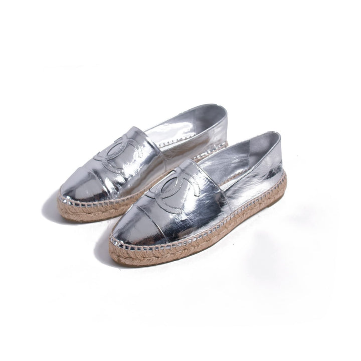 Chanel Metallic Leather CC Espadrilles Shoes Chanel - Shop authentic new pre-owned designer brands online at Re-Vogue