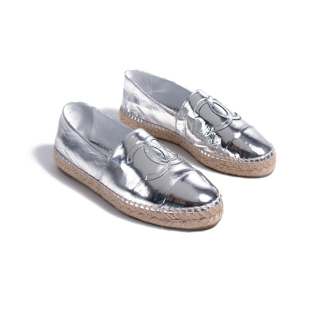 Chanel Metallic Leather CC Espadrilles Shoes Chanel - Shop authentic new pre-owned designer brands online at Re-Vogue