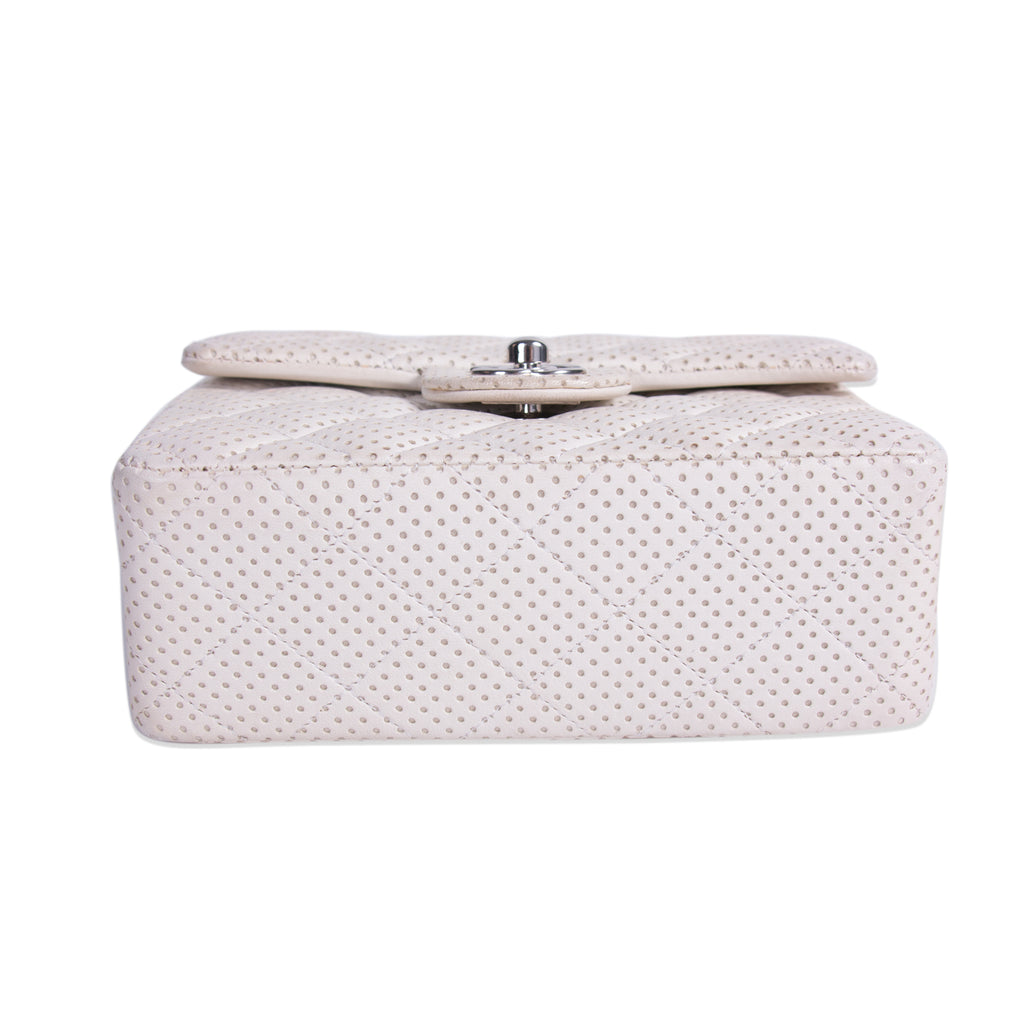 Chanel Perforated Silver Metallic Zip Clutch Preowned