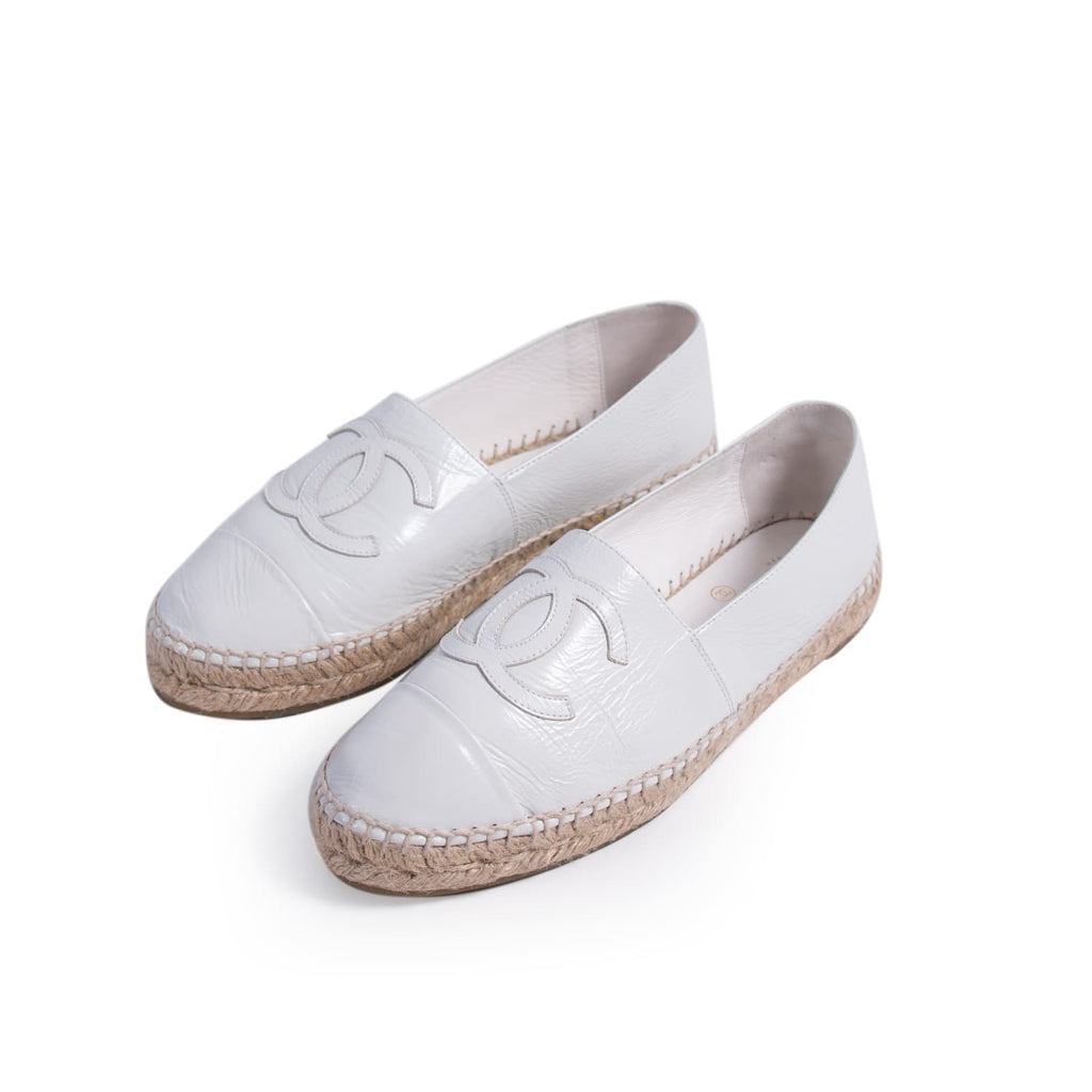 Chanel - Authenticated Espadrille - Leather White for Women, Very Good Condition
