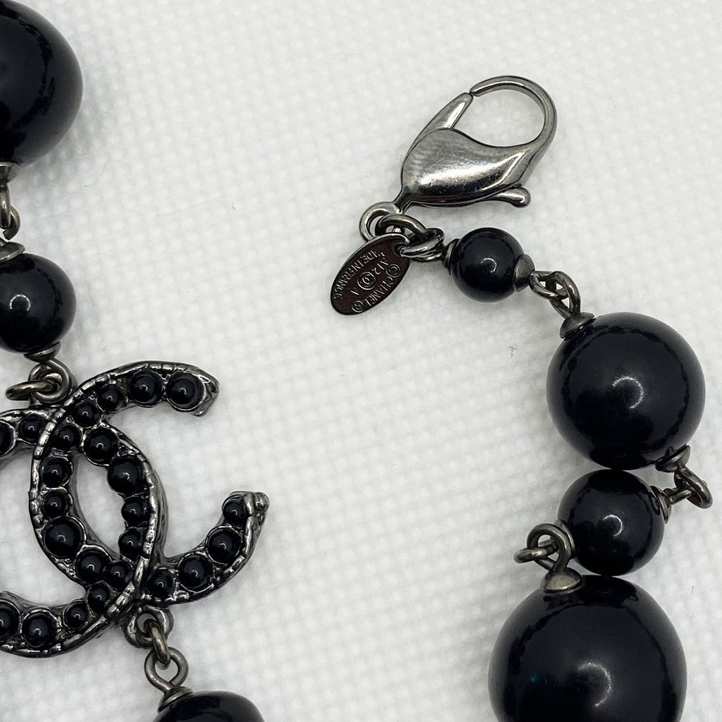 Chanel Black Bead Long Necklace