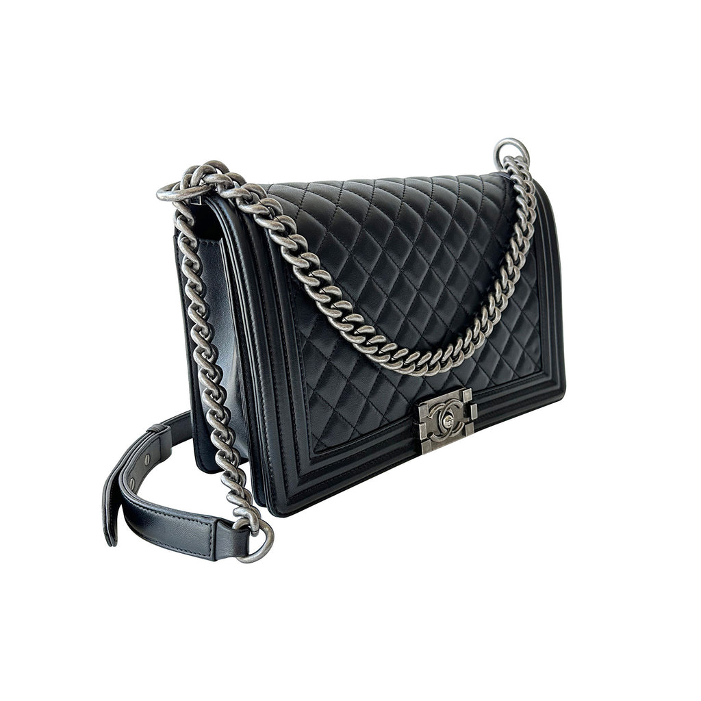 Shop authentic Chanel Quilted Large Boy Bag at revogue for just