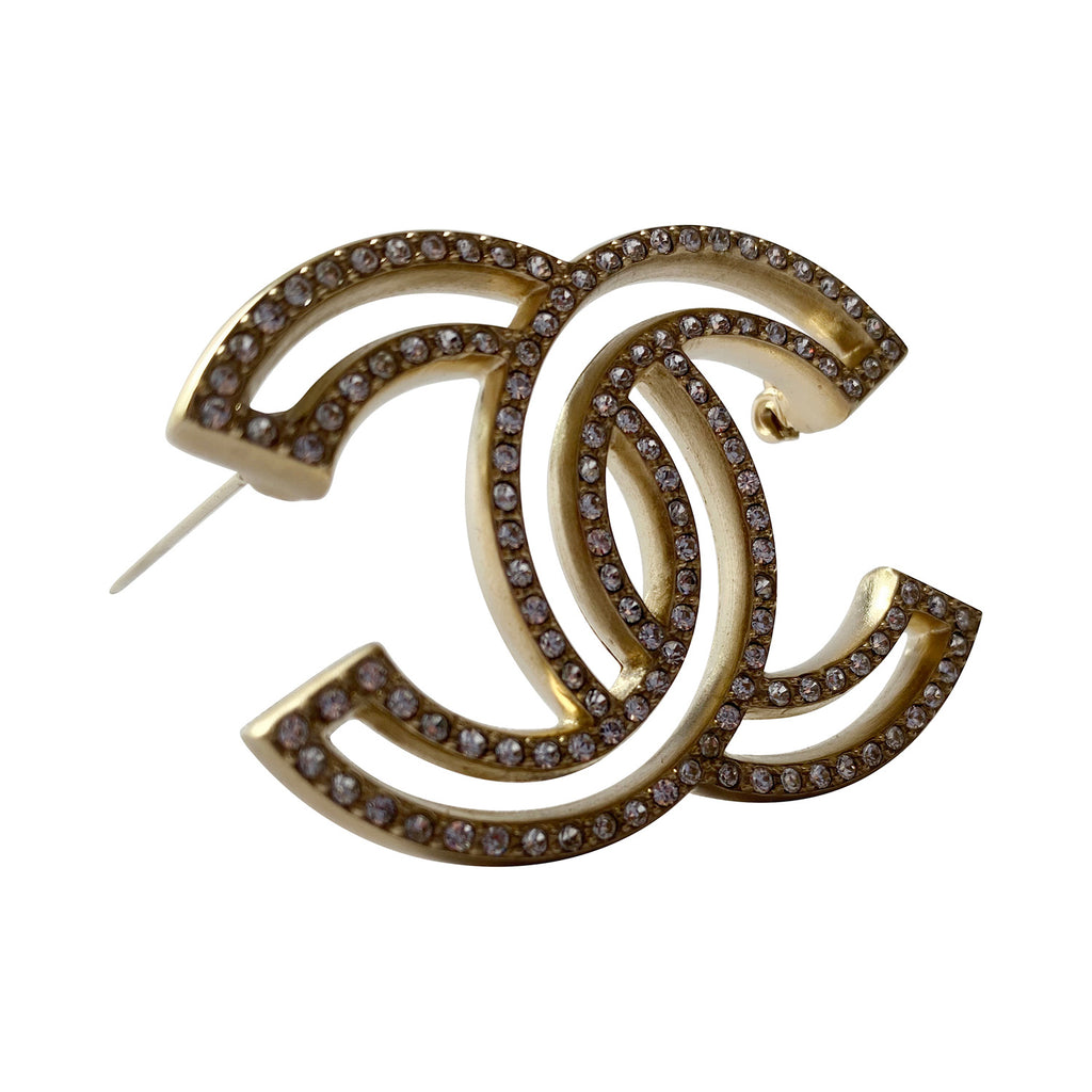 Shop authentic Chanel CC Logo Strass Pin Brooch at revogue for