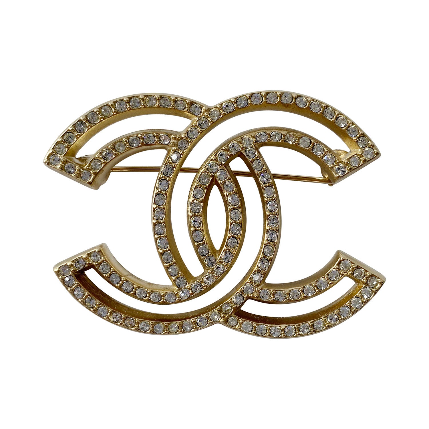 Shop authentic Chanel CC Logo Strass Pin Brooch at revogue for
