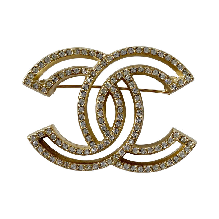 Chanel CC Logo Strass Pin Brooch