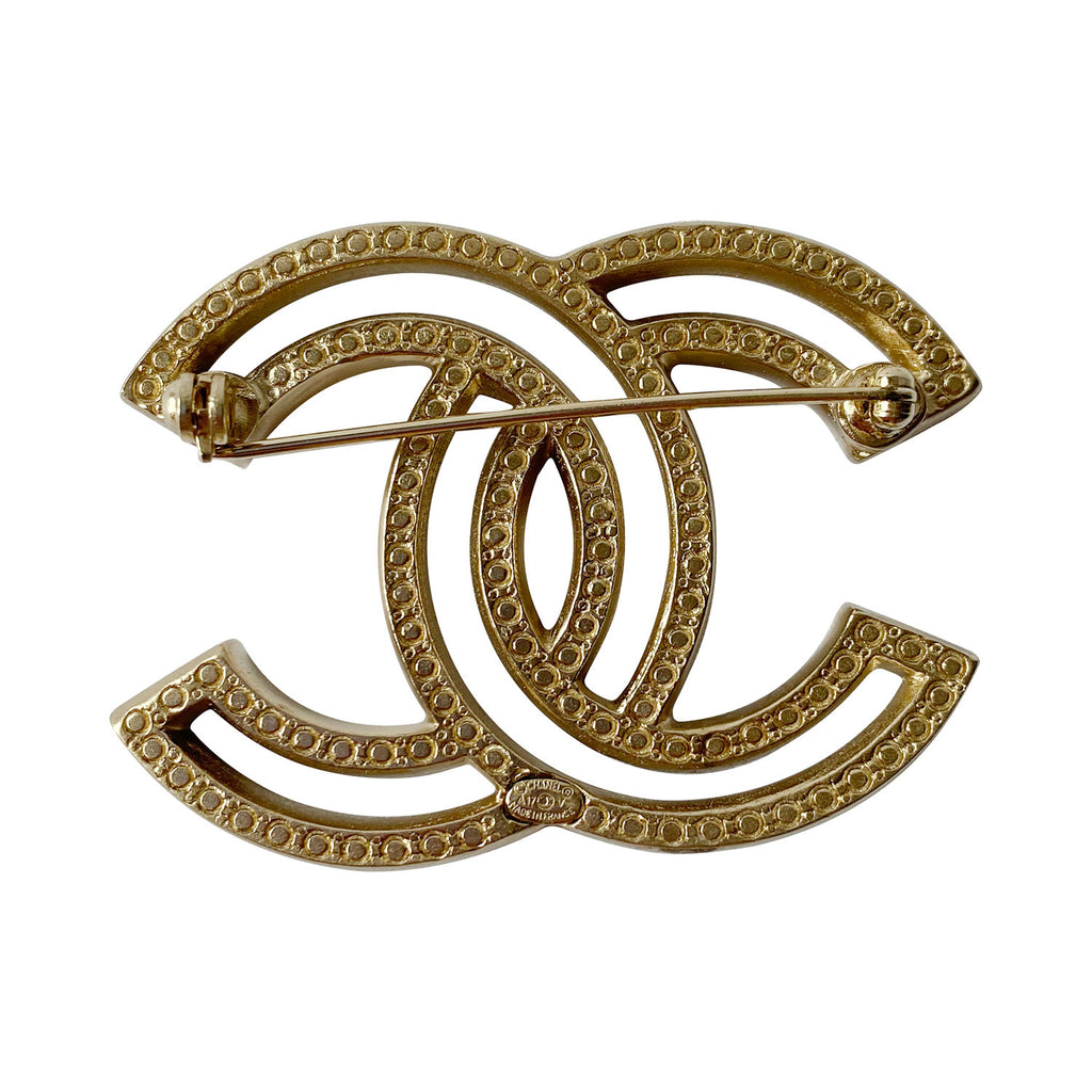 Chanel CC Logo Strass Pin Brooch