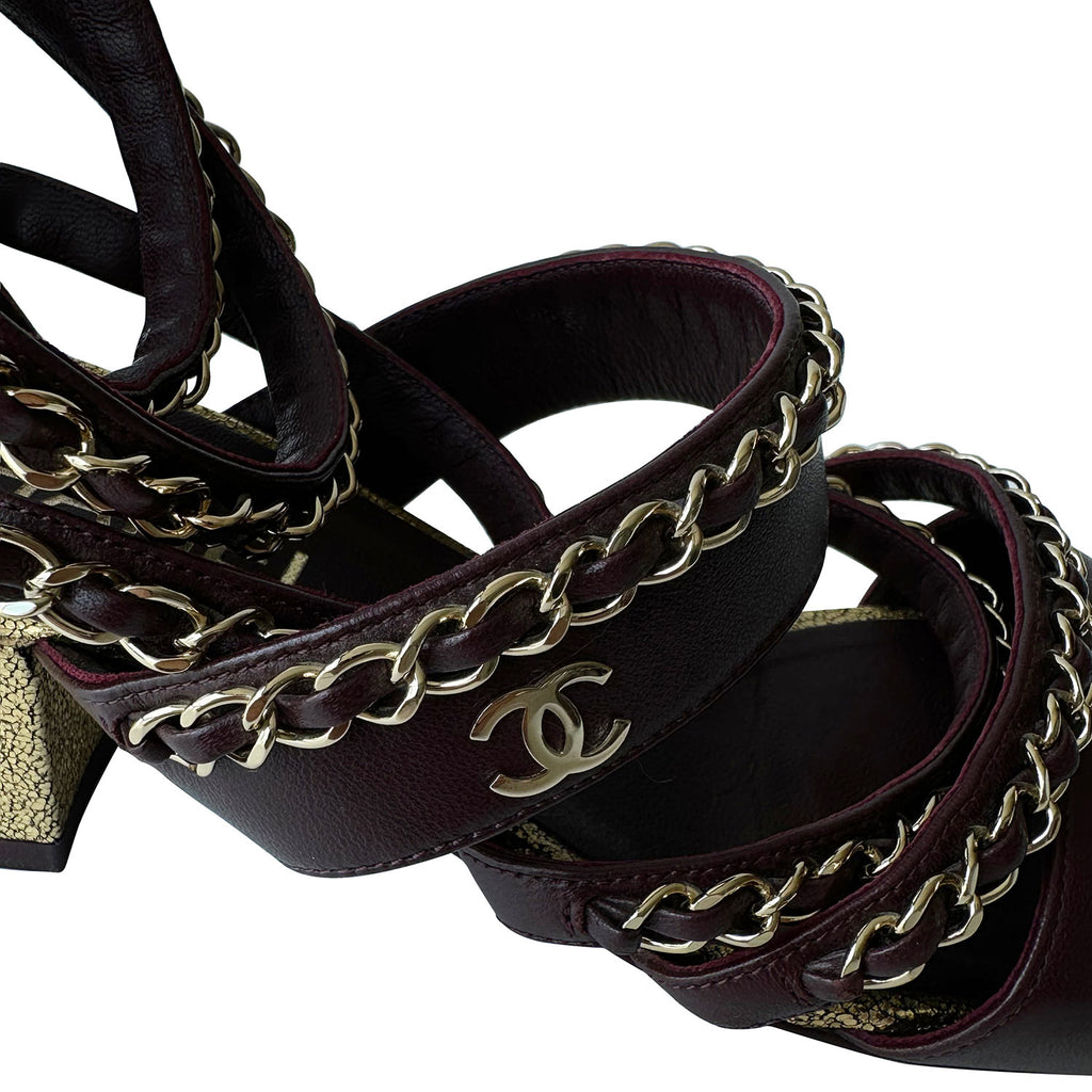 Chanel Chained Interlocking Logo Sandals