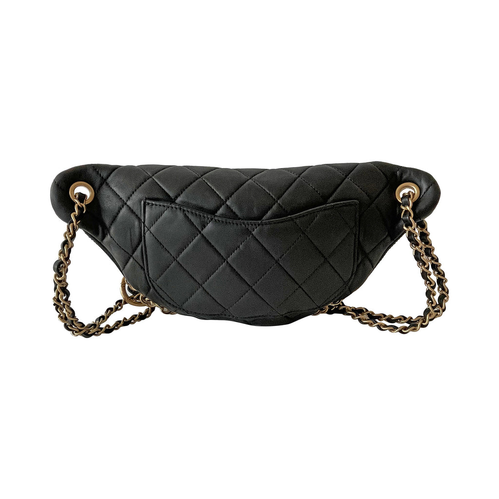 Chanel Black Chevron Quilted Leather Coco Waist Belt Bag Chanel