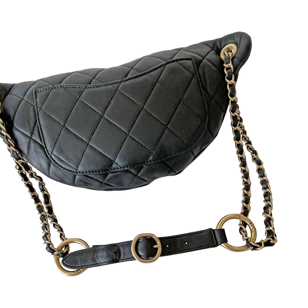 CHANEL Lambskin Quilted Resin Bi-Color Waist Bag Fanny Pack