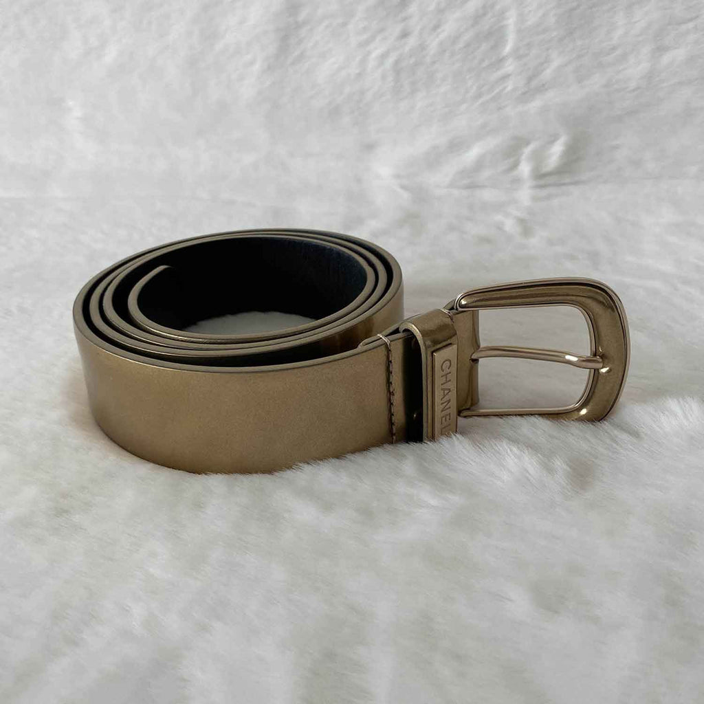 Chanel Metallic Gold Leather Belt