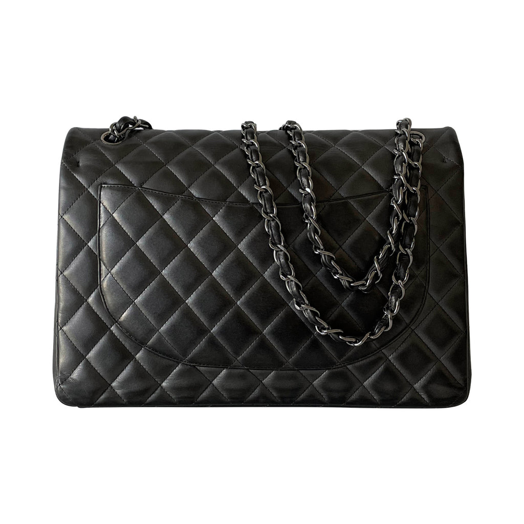 Pre-owned Chanel Medium Classic Double Flap Bag Black and Beige Stripe –  Madison Avenue Couture