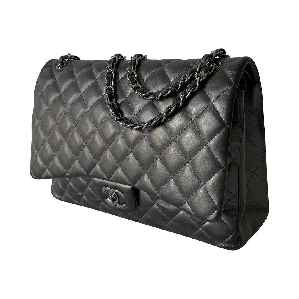 Chanel Vintage Black Satin Mini Square Flap Bag