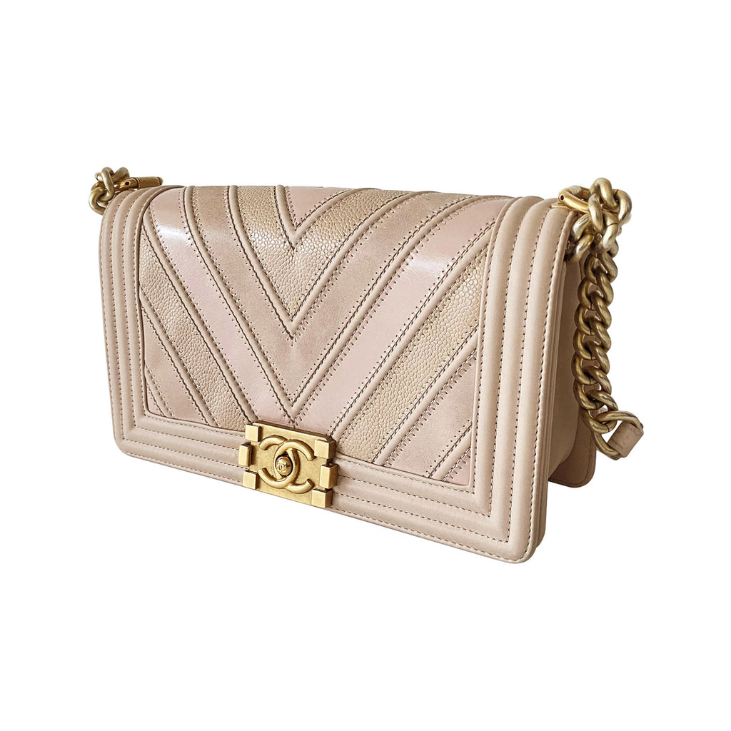 Chanel Medium Chevron Leather Boy Bag