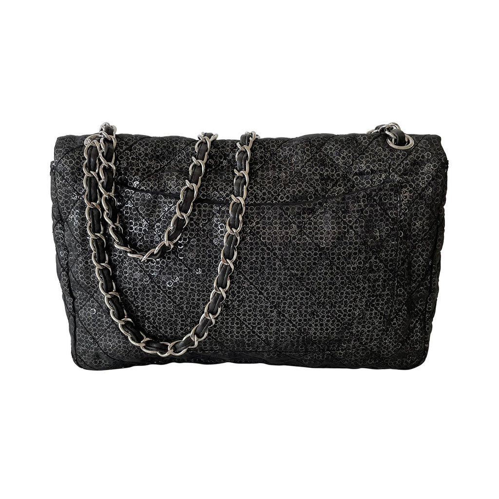 Chanel Sequins Mesh Jumbo Classic Flap Bag