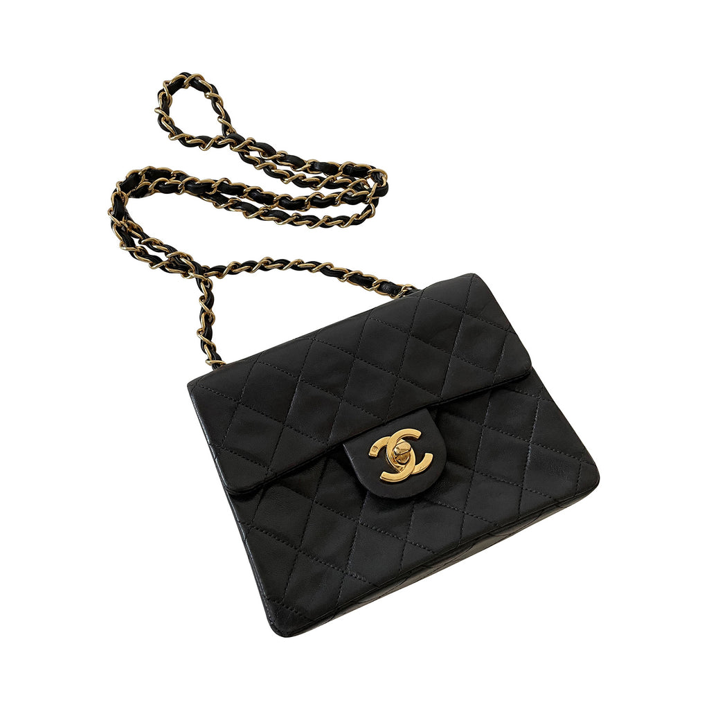 CHANEL CC Logo Pearl Mini Flap Messenger Bag Gold