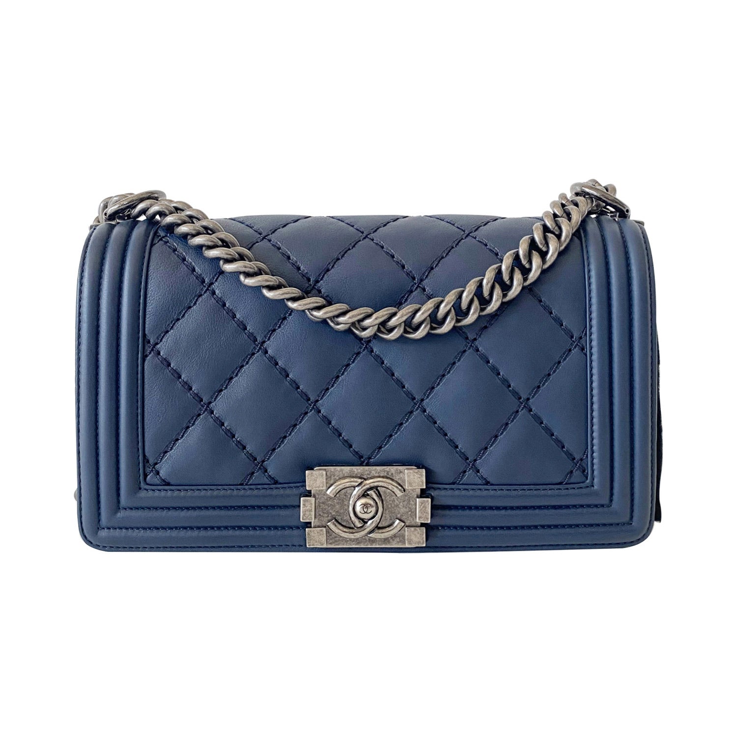 Shop authentic Chanel Medium Quilted Leather Boy Bag at revogue