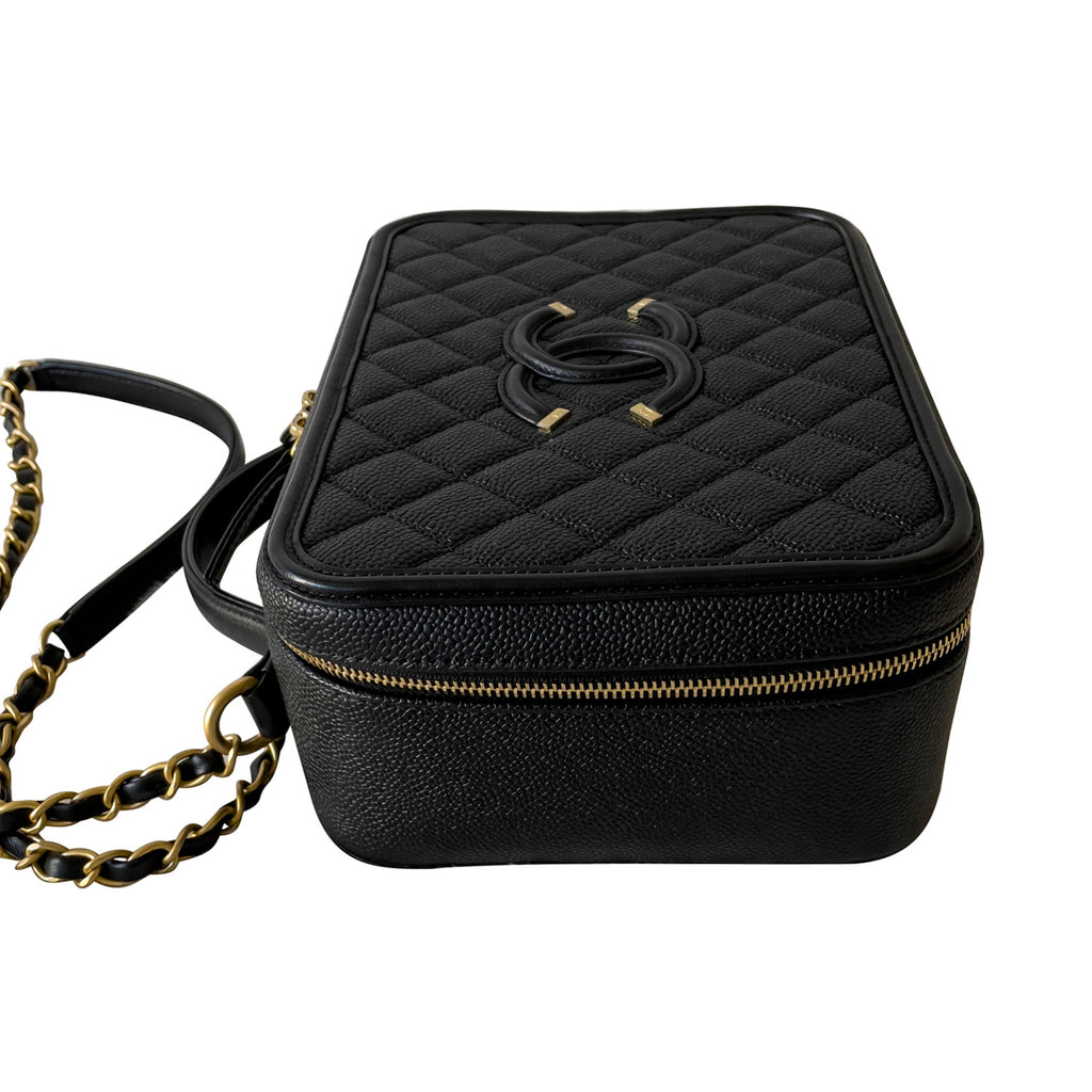 Chanel Black Caviar Medium Filigree Vanity Case
