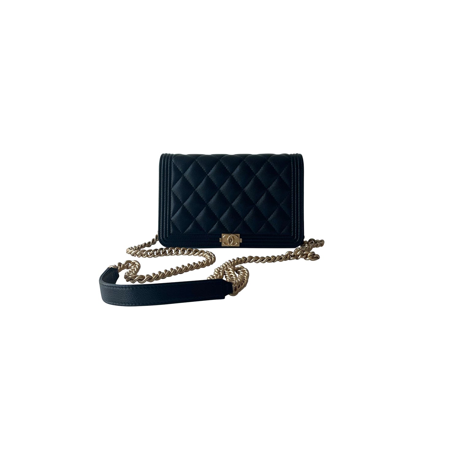 Chanel Coco Wallet on Chain Fringe Chevron Denim