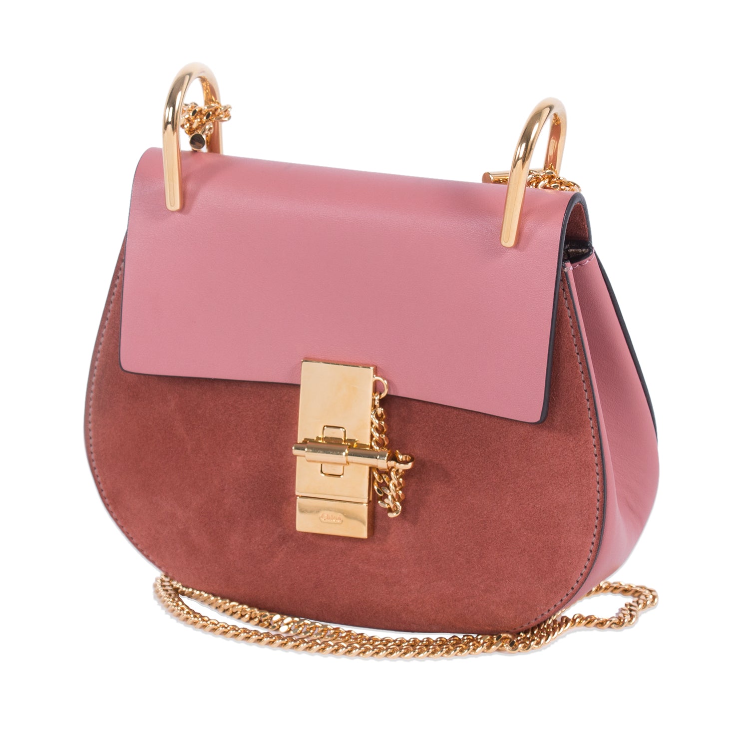 Shop authentic Chloé Drew Mini Leather Suede Shoulder Bag at revogue ...