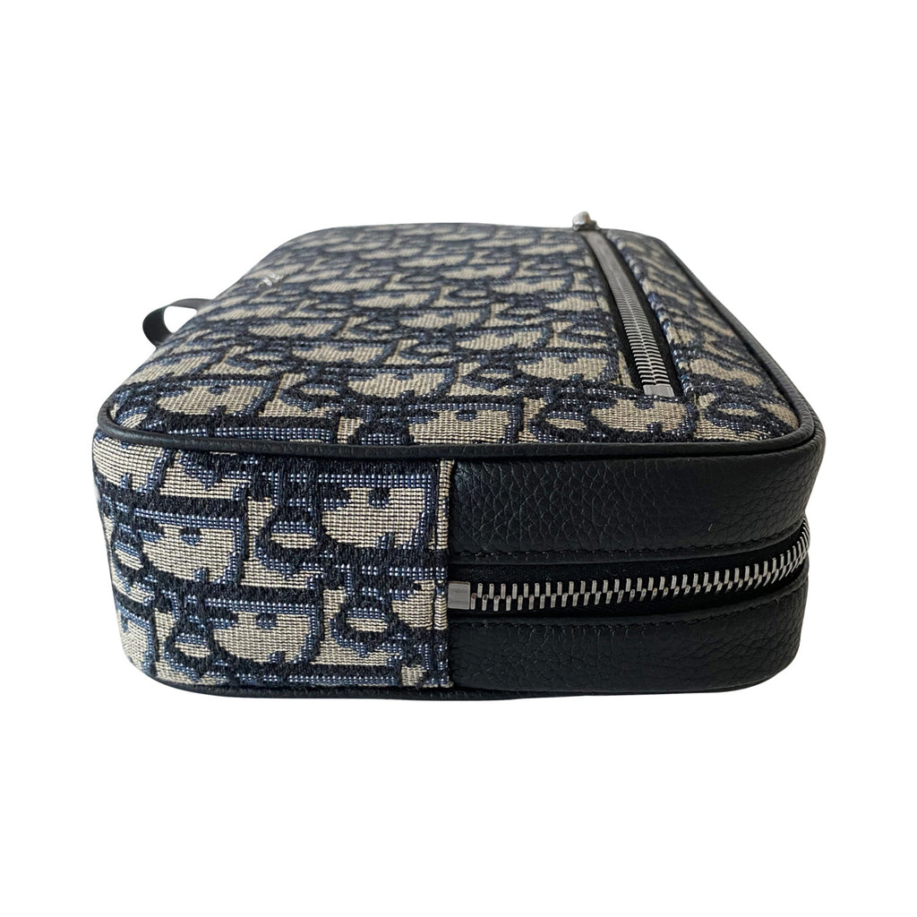 Toiletry Bag Beige and Black Maxi Dior Oblique Jacquard