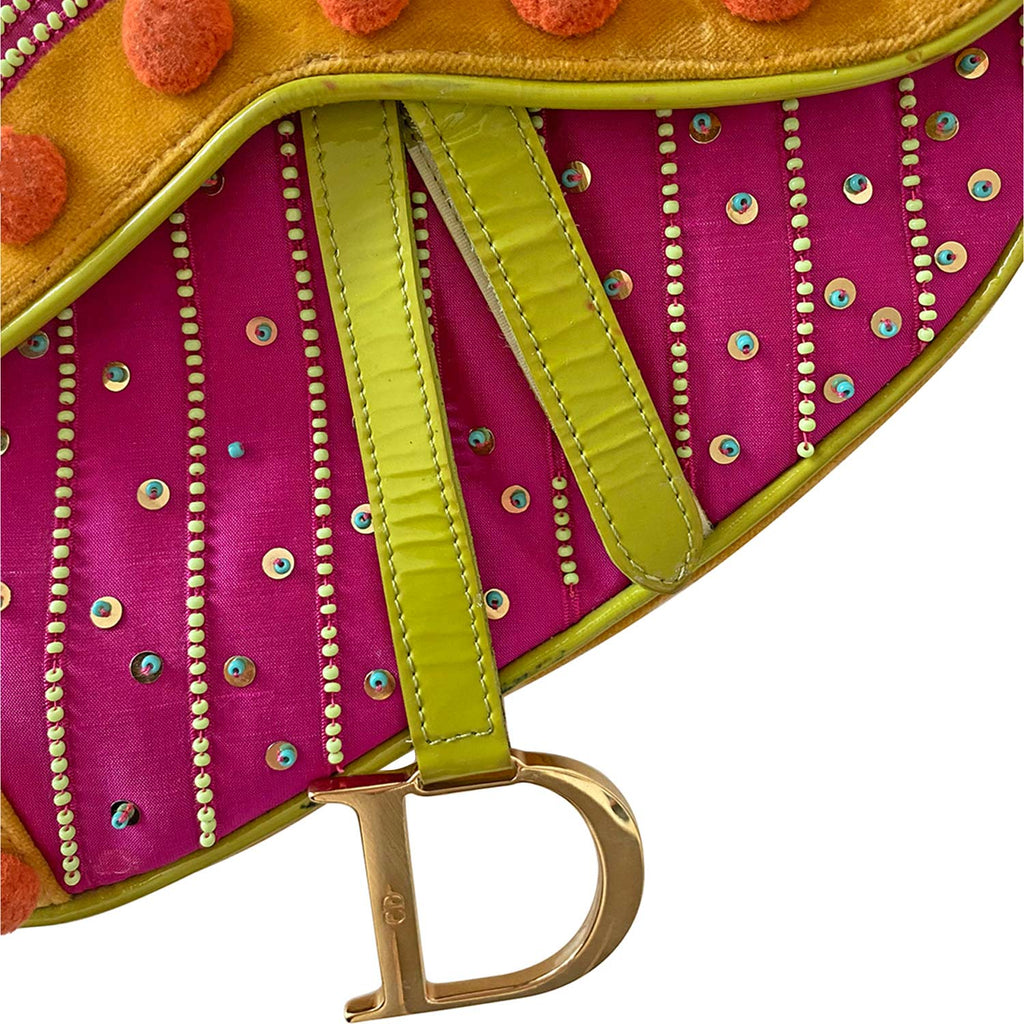 Christian Dior Vintage Embroidered Saddle Bag