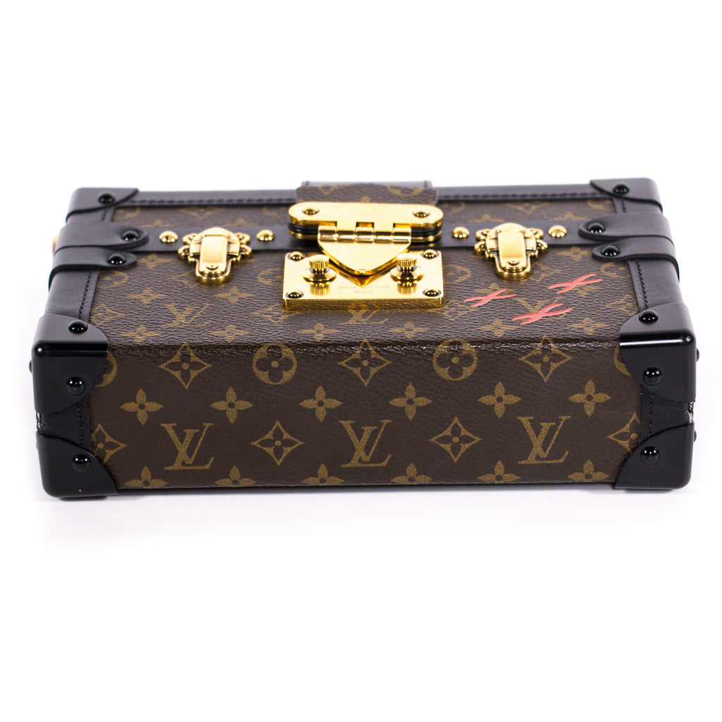 LOUIS VUITTON Calfskin Metal Monogram Petite Malle Black 1225047