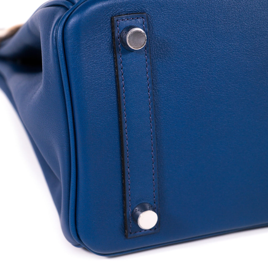 Hermes Navy Blue Swift Leather 25cm Birkin Bag PHW For Sale at 1stDibs