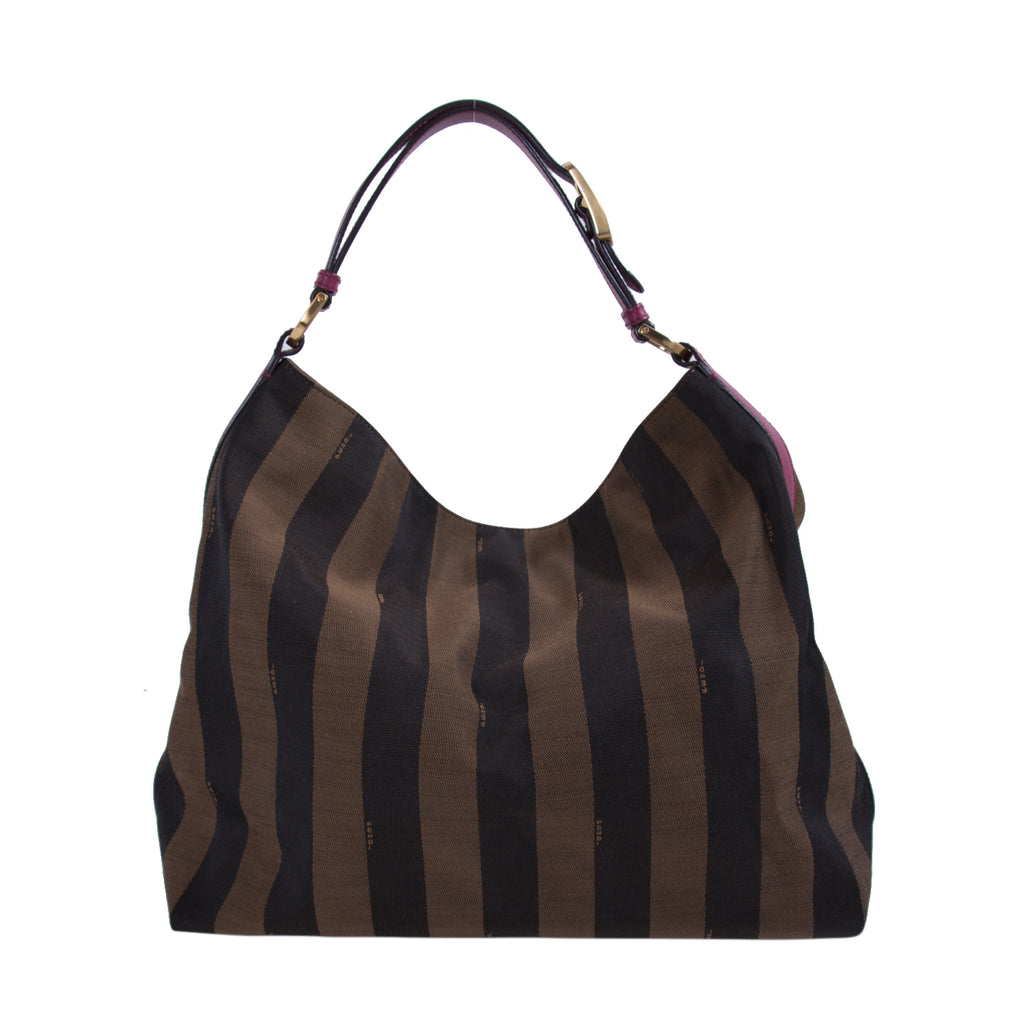 Fendi Leather-Trimmed Pequin Hobo Bag Bags Fendi - Shop authentic new pre-owned designer brands online at Re-Vogue