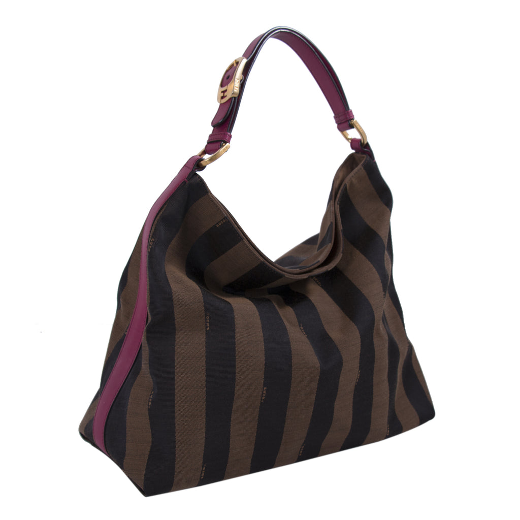 Fendi Leather-Trimmed Pequin Hobo Bag Bags Fendi - Shop authentic new pre-owned designer brands online at Re-Vogue