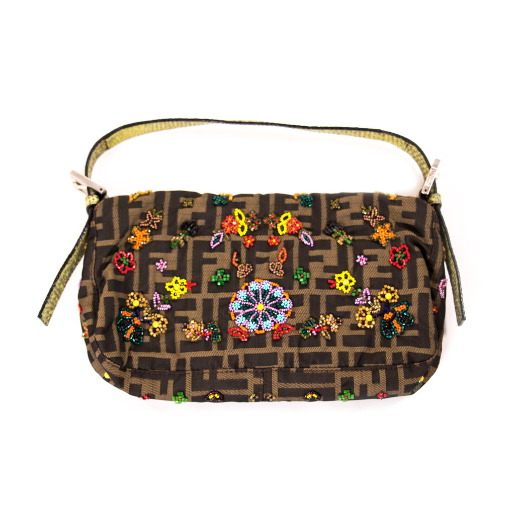 Fendi Floral Beaded Zucca Mini Baguette Bags Fendi - Shop authentic new pre-owned designer brands online at Re-Vogue