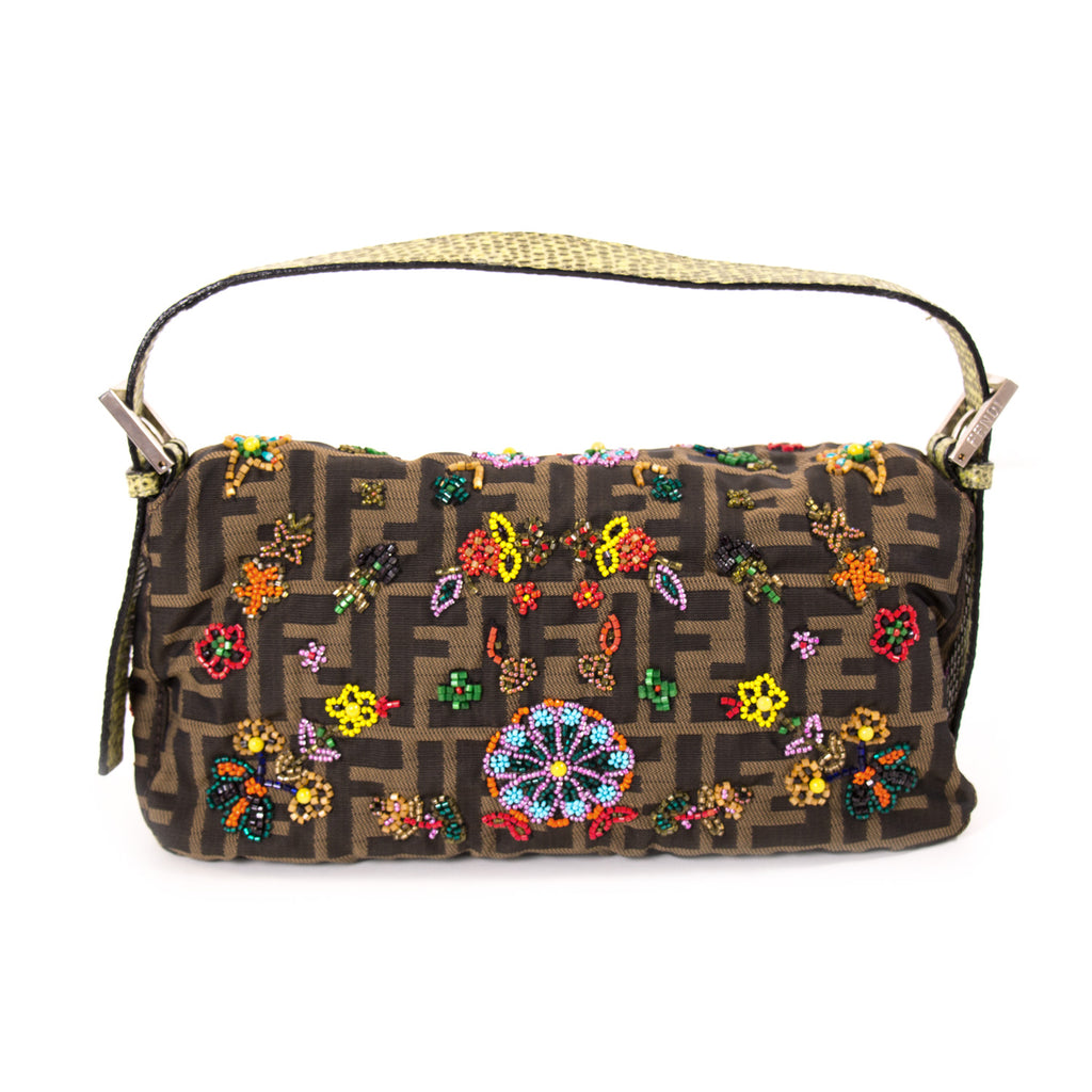 Fendi Floral Beaded Zucca Mini Baguette Bags Fendi - Shop authentic new pre-owned designer brands online at Re-Vogue