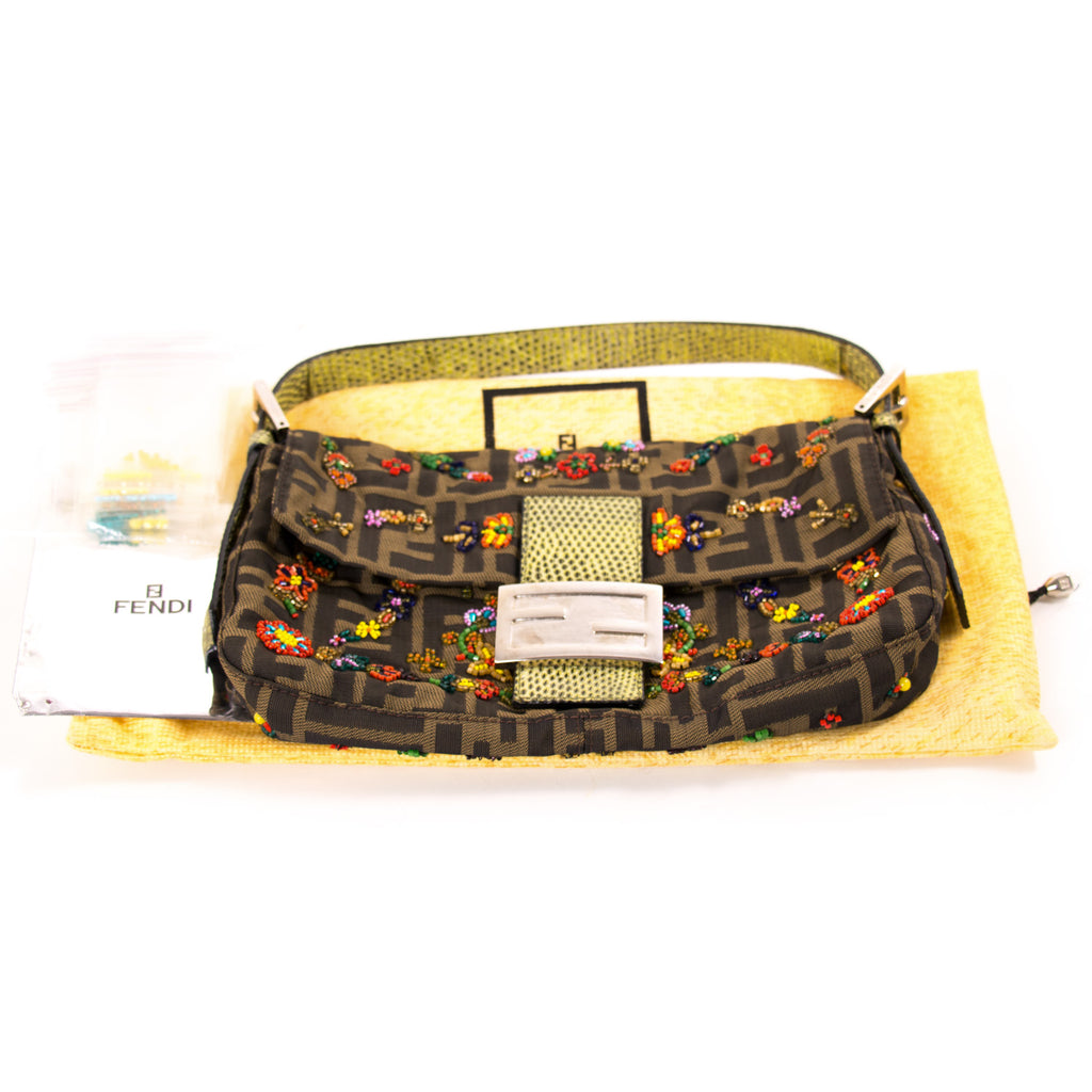 Fendi Floral Beaded Zucca Mini Baguette Bags Fendi - Shop authentic new pre-owned designer brands online at Re-Vogue