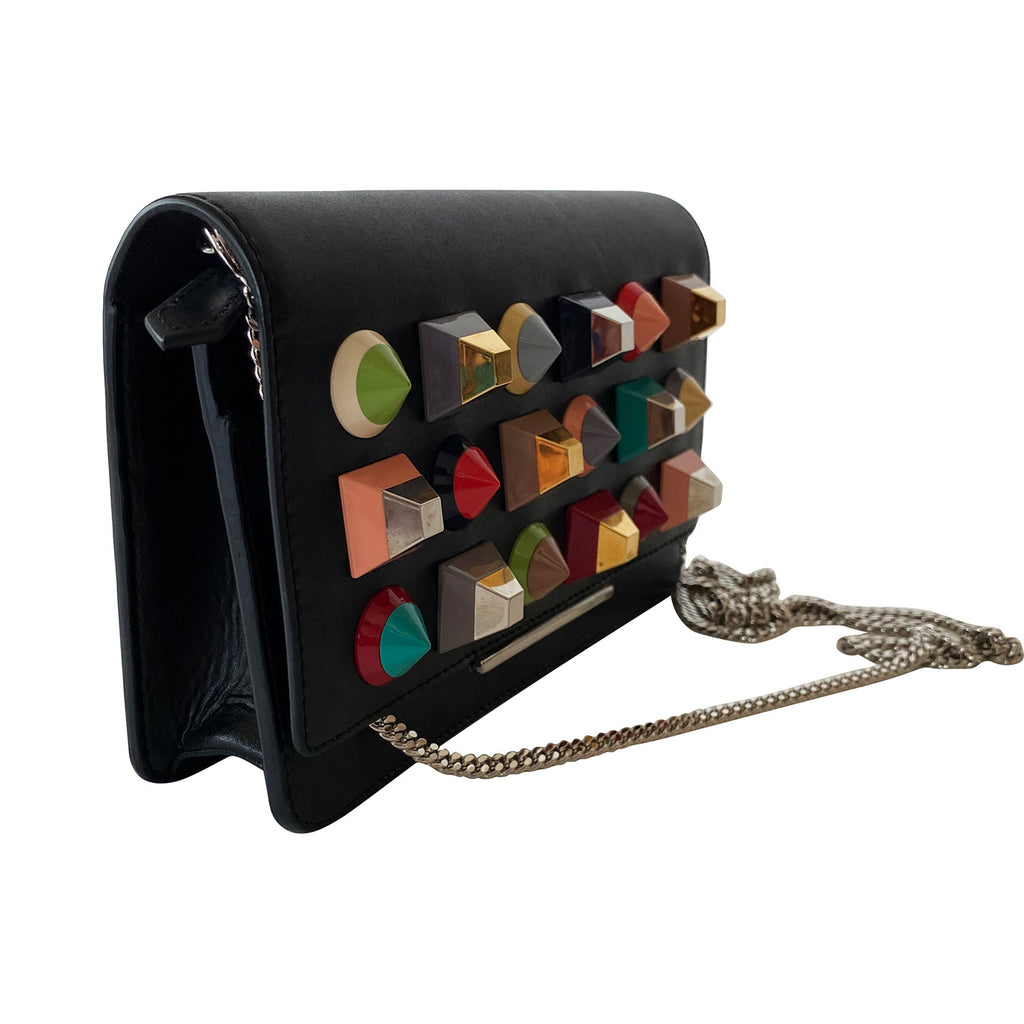 Fendi Calfskin Fun Fair Studded Tube Wallet on Chain-dress. Raleigh