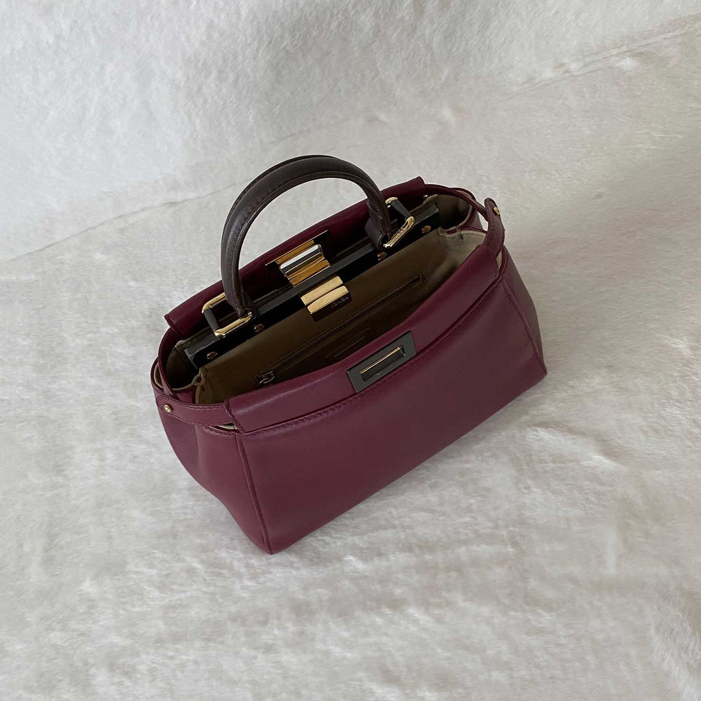 Peekaboo Mini Fendi Burgundy Bag Fendi Burgundy Peekaboo Leather Bag