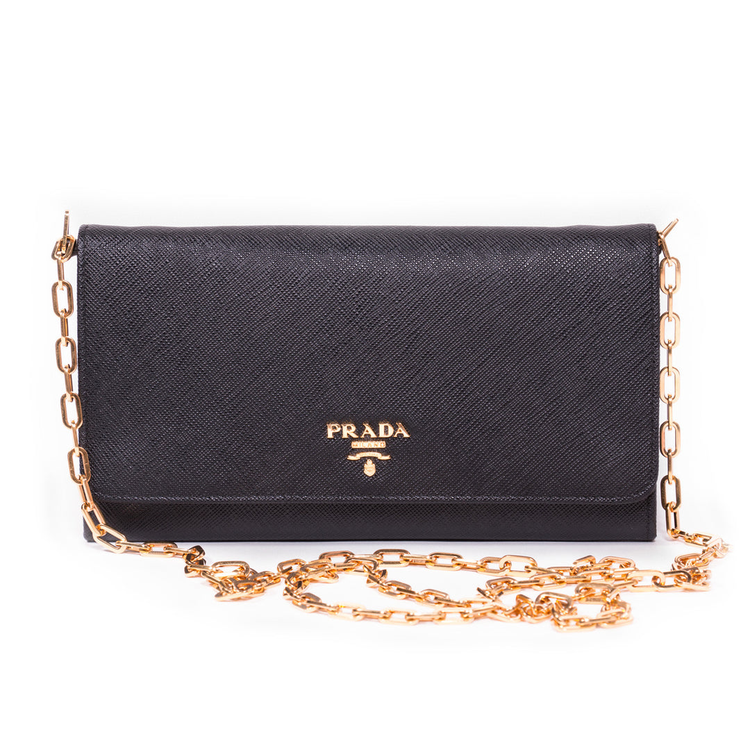 Prada Leather Chain Wallet - revogue