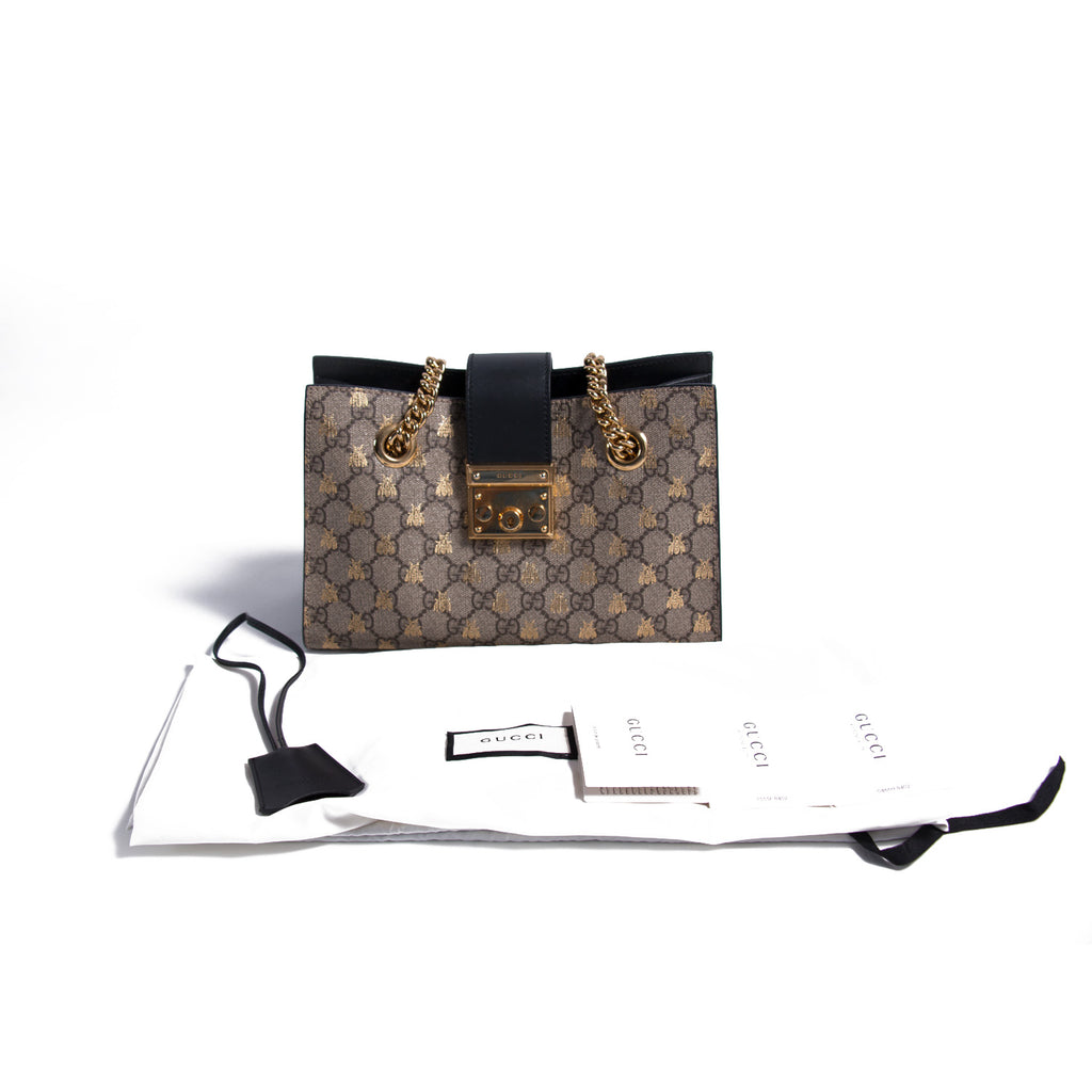 Gucci Leather Bee & Star Padlock Mini Shoulder Bag (SHF-23887) – LuxeDH