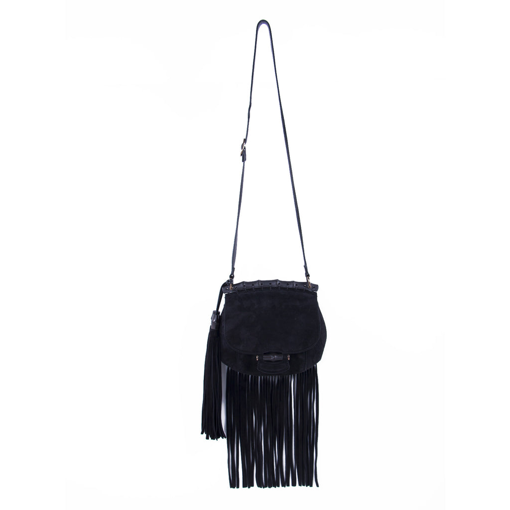 Gucci Nouveau Black Fringe Suede Bag Bags Gucci - Shop authentic new pre-owned designer brands online at Re-Vogue