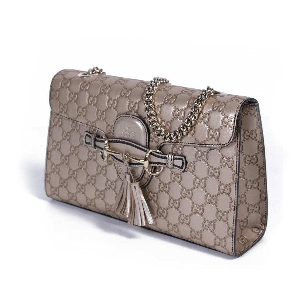 Gucci Emily Medium Metallic Shoulder Bag Bags Gucci - Shop authentic new pre-owned designer brands online at Re-Vogue