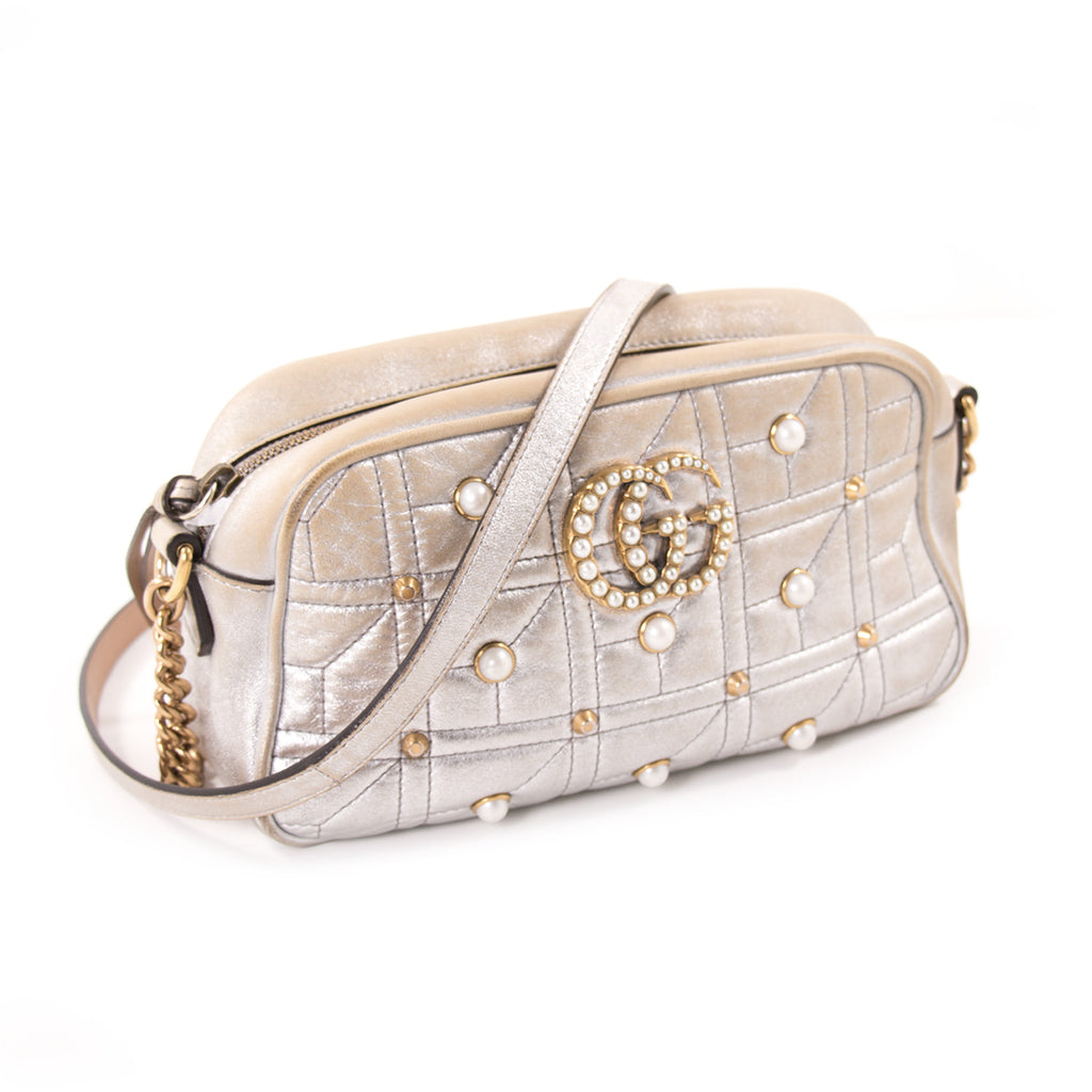 Gucci GG Marmont Matelassé Silver Metallic Bag Bags Gucci - Shop authentic new pre-owned designer brands online at Re-Vogue